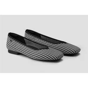 Vivaia Size 9 Square Toe V-Cut Houndstooth Black and White Women's Flats